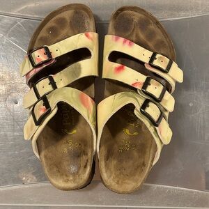 Papillio Sandals with Floral Cream and Pink Straps